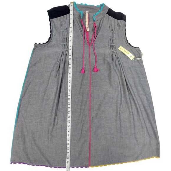 Anthropologie Gray Dress with Pink and Yellow Accents - Picture 6 of 12